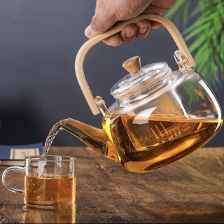 Glass teapot product shot on white background